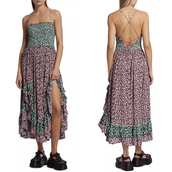NWT Free People One I Love Floral Smocked Midi Dress Sz. XS - Picture 1 of 16